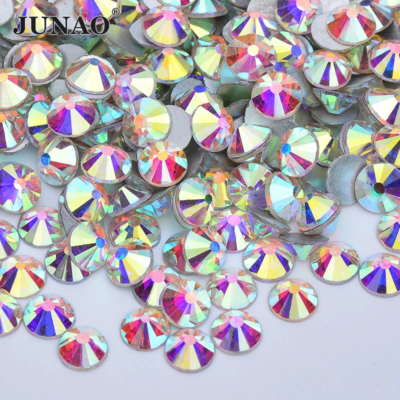 JUNAO ss6 ss8 ss12 ss20 красные Кристальные ногти Стразы круглые стеклянные бусины без