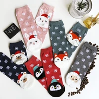 1pair womens socks cartoon pattern christmas series cotton floor socks soft casual cute animal printing comfortable short socks