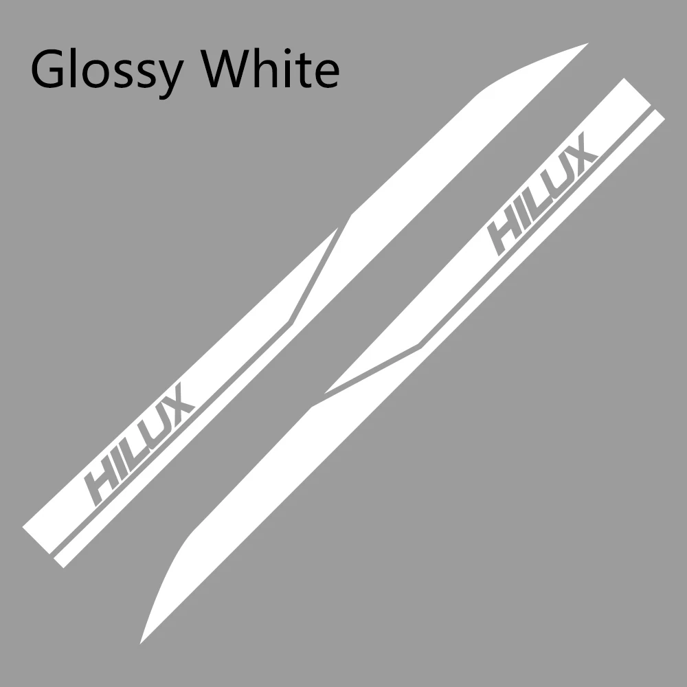 Glossy White 2 шт. боковые наклейки на двери автомобиля для Toyota Hilux Revo Vigo Автомобильная виниловая пленка DIY Наклейка спортивный стиль автомобильные принадлежности для тюнинга - Название цвета: Glossy White