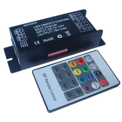 

Controller Decoder RGB RGB Strip Module With 20 Key RF Remote Controller 3 Channels 18A PWM DC12V 24v DMX512