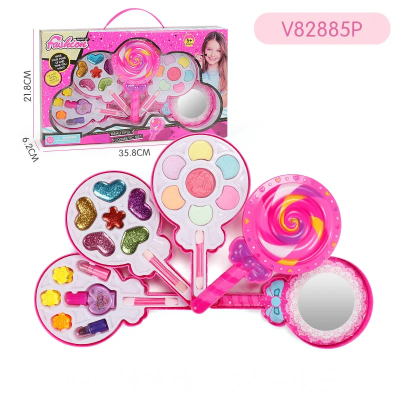 

Kids Make Up Toy Set Pretend Play Princess Pink Makeup Beauty Safety Non-toxic Kit Toys for Girls Dressing Cosmetic Girl Gifts