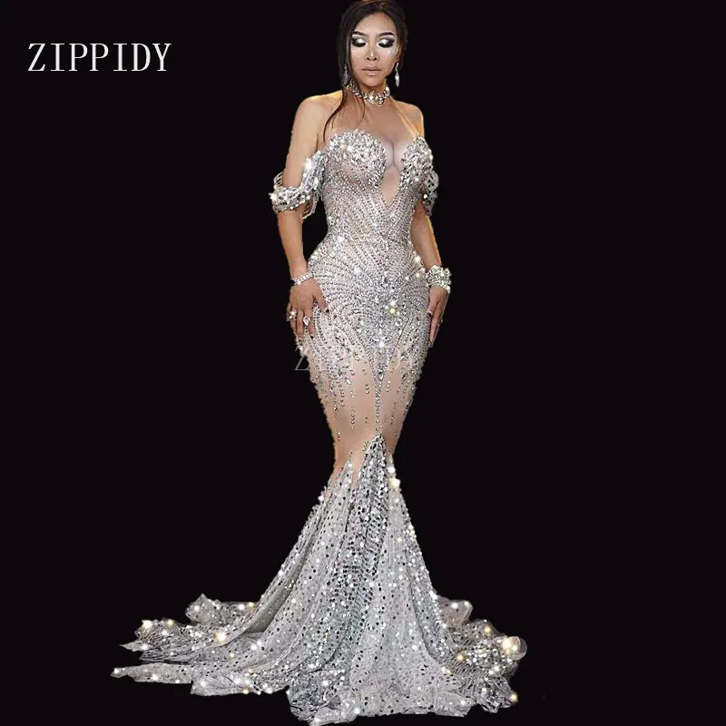 Женское платье с бахромой и серебряными блестками|Танцевальный костюм для