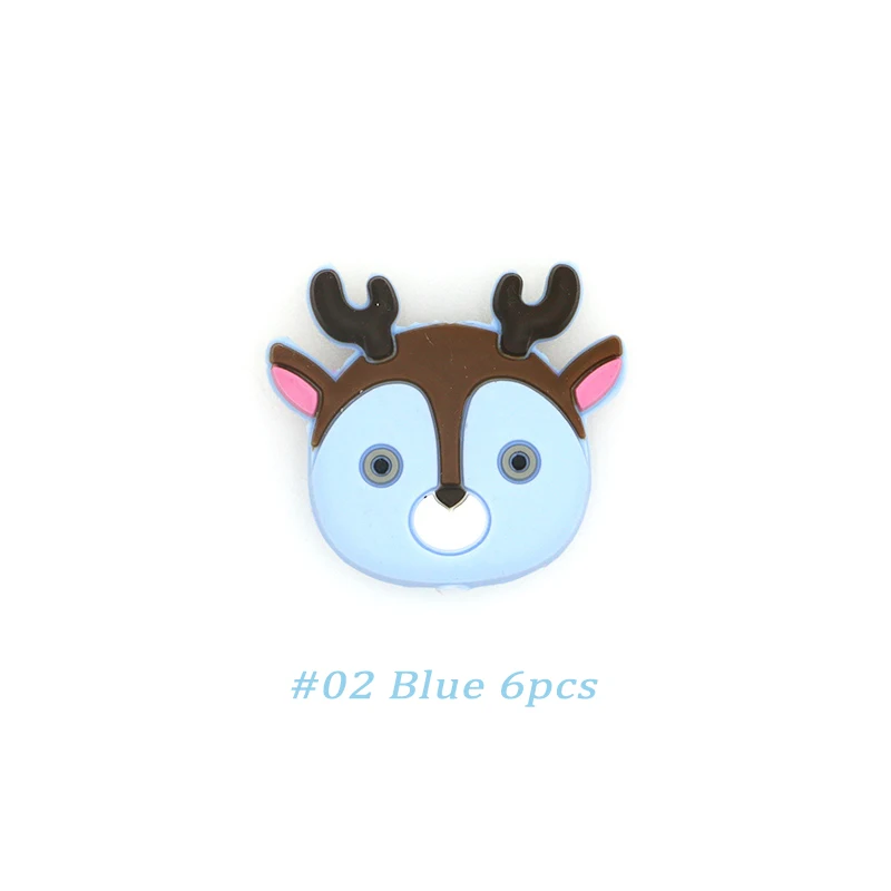 Blue 6pcs Kovict 6/10 шт., маленького размера, круглой формы с диаметром 32 мм силиконов бусов маленький олень Круглые бусины для силиконовый Прорезыватель для зубов Еда Класс Грызуны DIY ребенка режутся зубы игрушки - Цвет: Blue 6pcs
