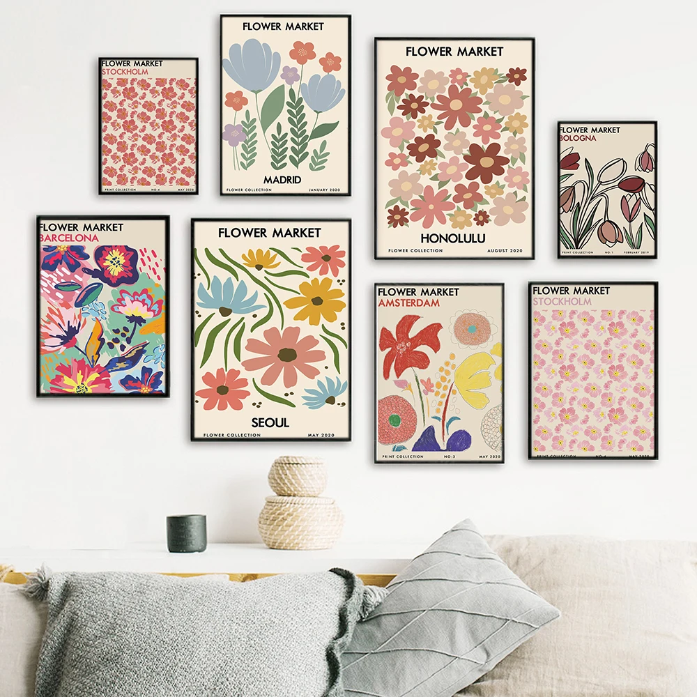 

Abstract Flower Retro Minimalist Canvas Painting Wall Art Nordic Posters and Prints Wall Pictures for Living Room Decoration