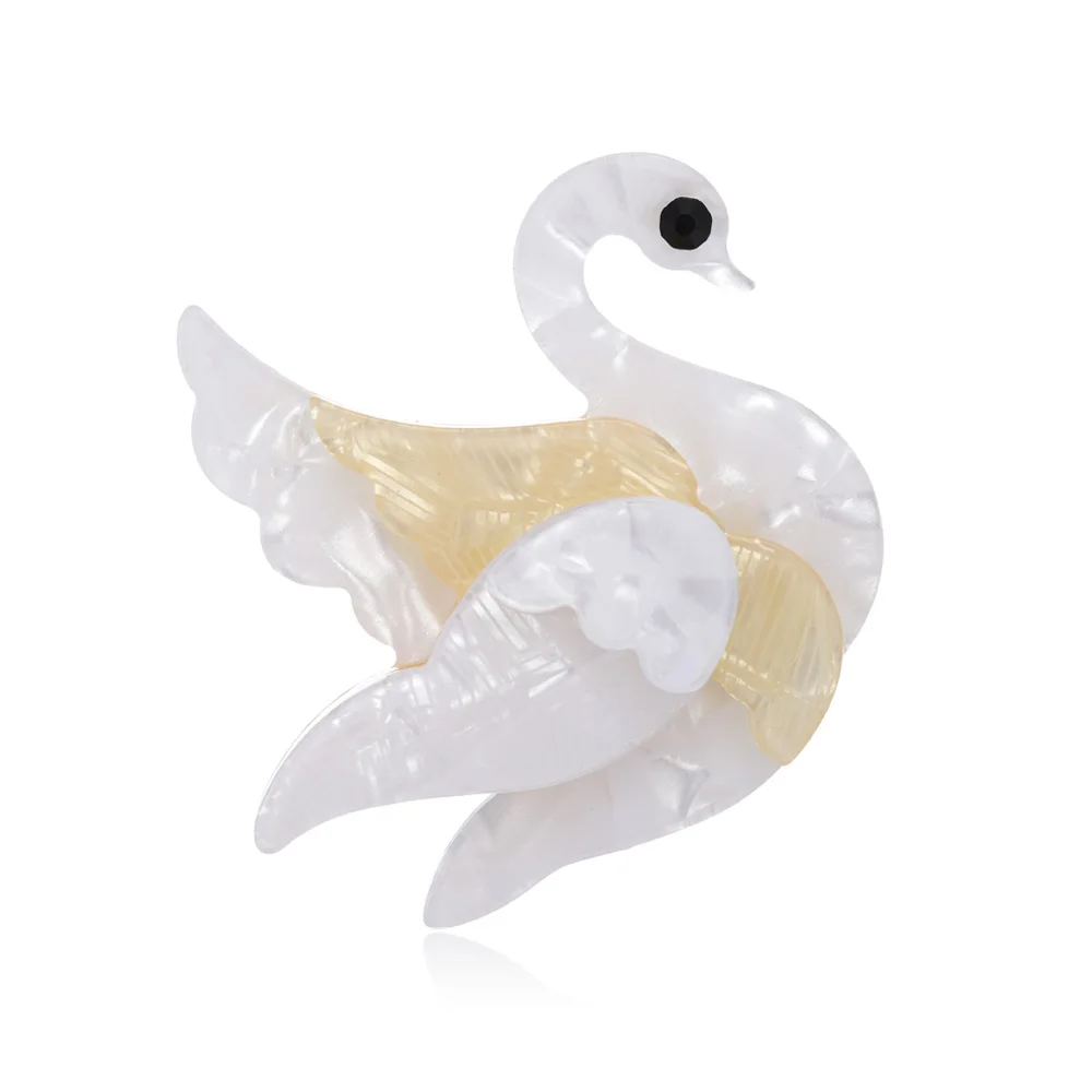 

OI Vivid Acrylic White Swan Shape Animal Brooches High Quality Jewelry Pins For Kids Women Hijab Pins Corsage Clips Pins