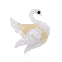 oi vivid acrylic white swan shape animal brooches high quality jewelry pins for kids women hijab pins corsage clips pins