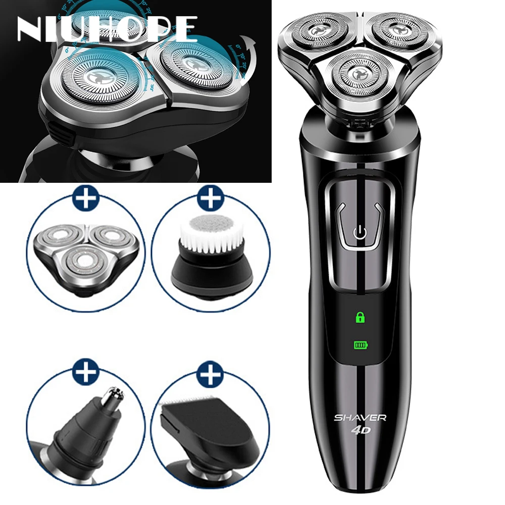 

NIUHOPE Electric Shaver USB Men Shaver Fully Washable Smart Rechargeable Shaver Razor Available Both Dry and Wet