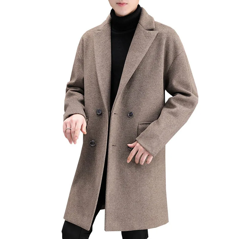 

pure Supply color double-breasted cloth coat male new winter youth loose woolen cloth coat
