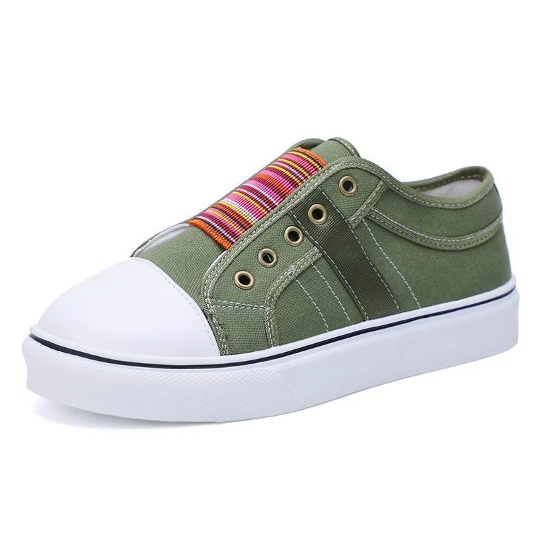 2022 Low-cut Trainers Canvas Flat Shoes Women Casual Vulcanize Shoes New Women Summer Autumn Sneakers Ladies Canvas Shoes Green