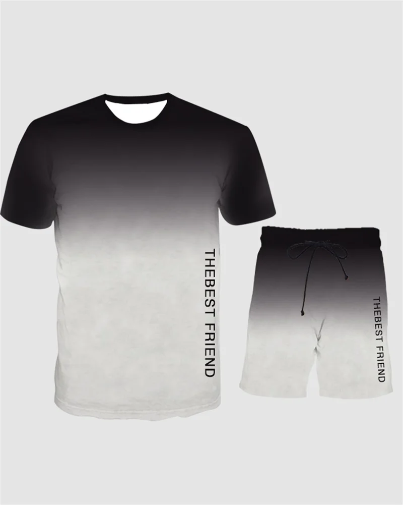 

Fahion New Men's 3D T shirt Set 3D Print Trend Exquisite Pattern Clothes Men's Outdoor Leisure Short Sleeve Shorts 2 Piece Set