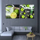 Абстрактное искусство фруктов, картина с листьями, картина с едой, декоративная картина, настенный плакат, печать, скандинавские картины, домашний декор