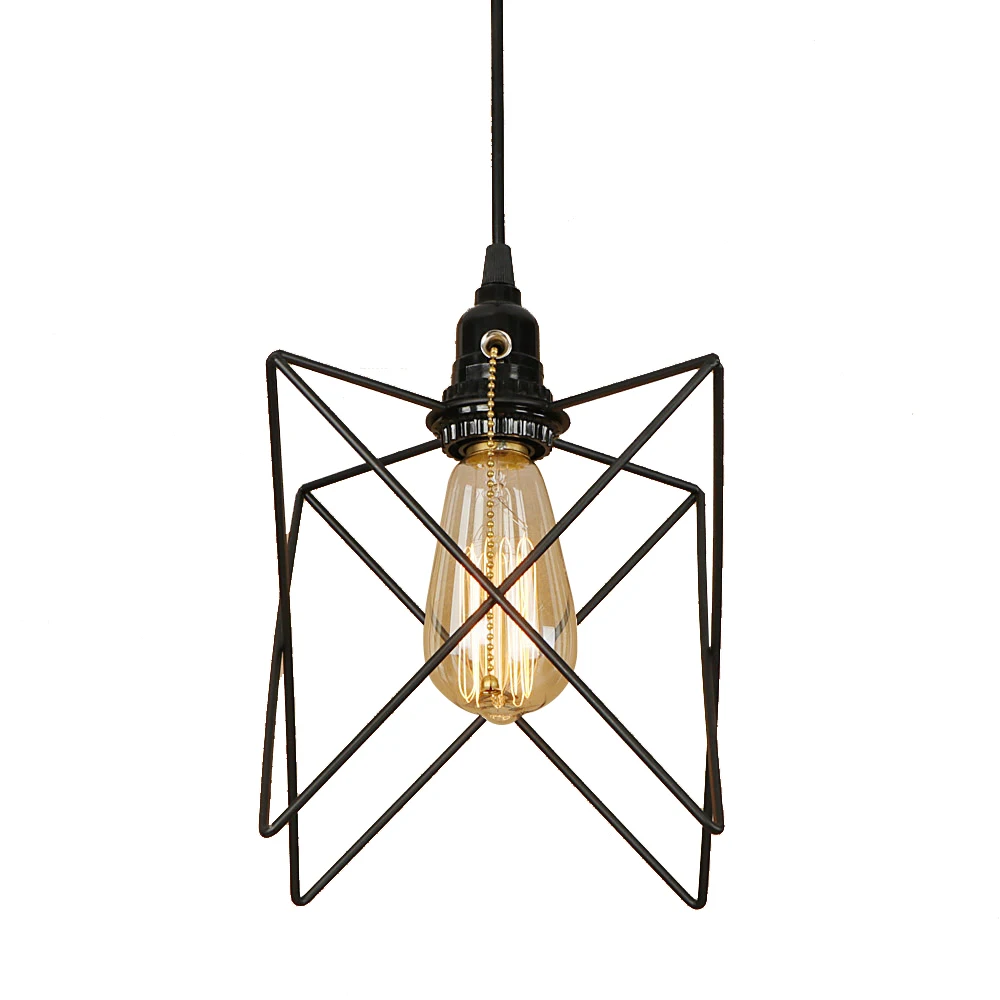 Винтажный чердак черный подвесной светильник светодиодный E27 промышленный с