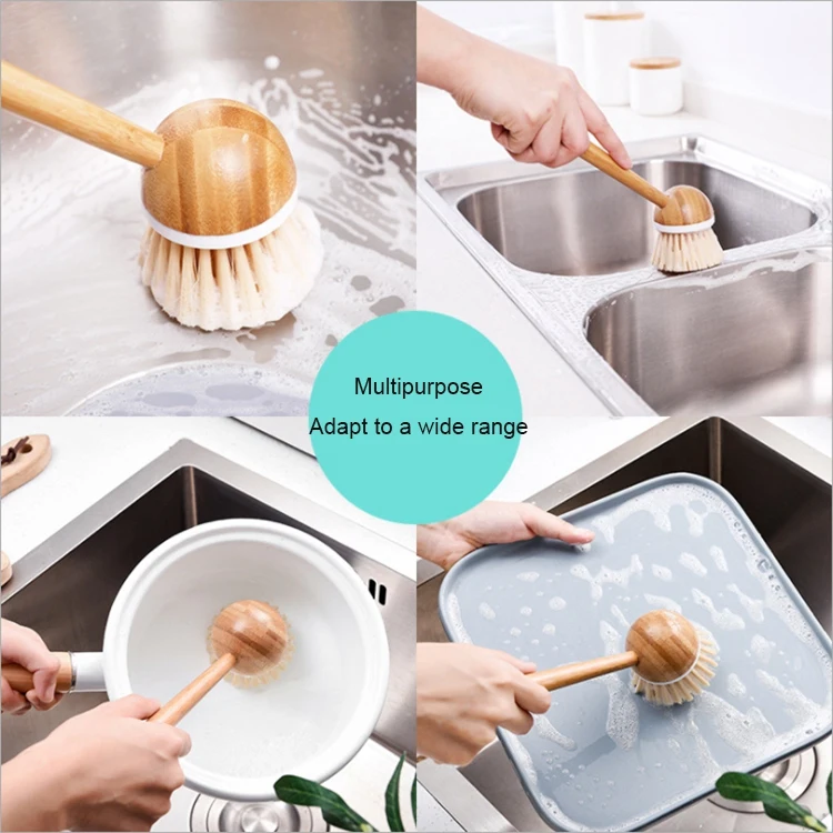 

Multifunctional Household Kitchen Washing Utensils Wooden Long-Handled Cleaning Brush, Dish Brush Cleaning Tool