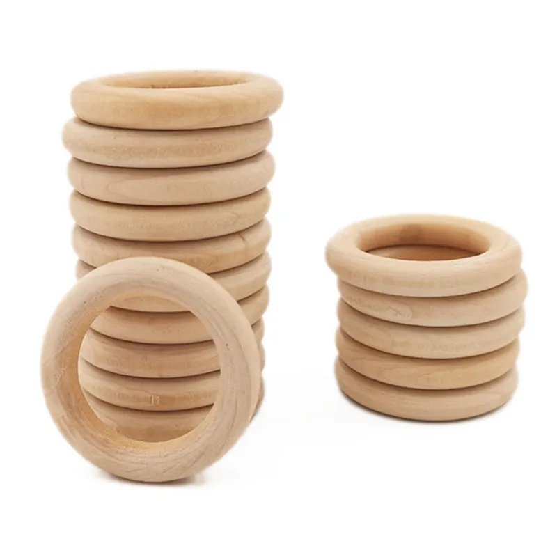 

15pcs 50mm 1.96" Natural Wood Circle DIY Crafts Embellishment For Wooden Ring Children Kids Teething Wooden Ornaments