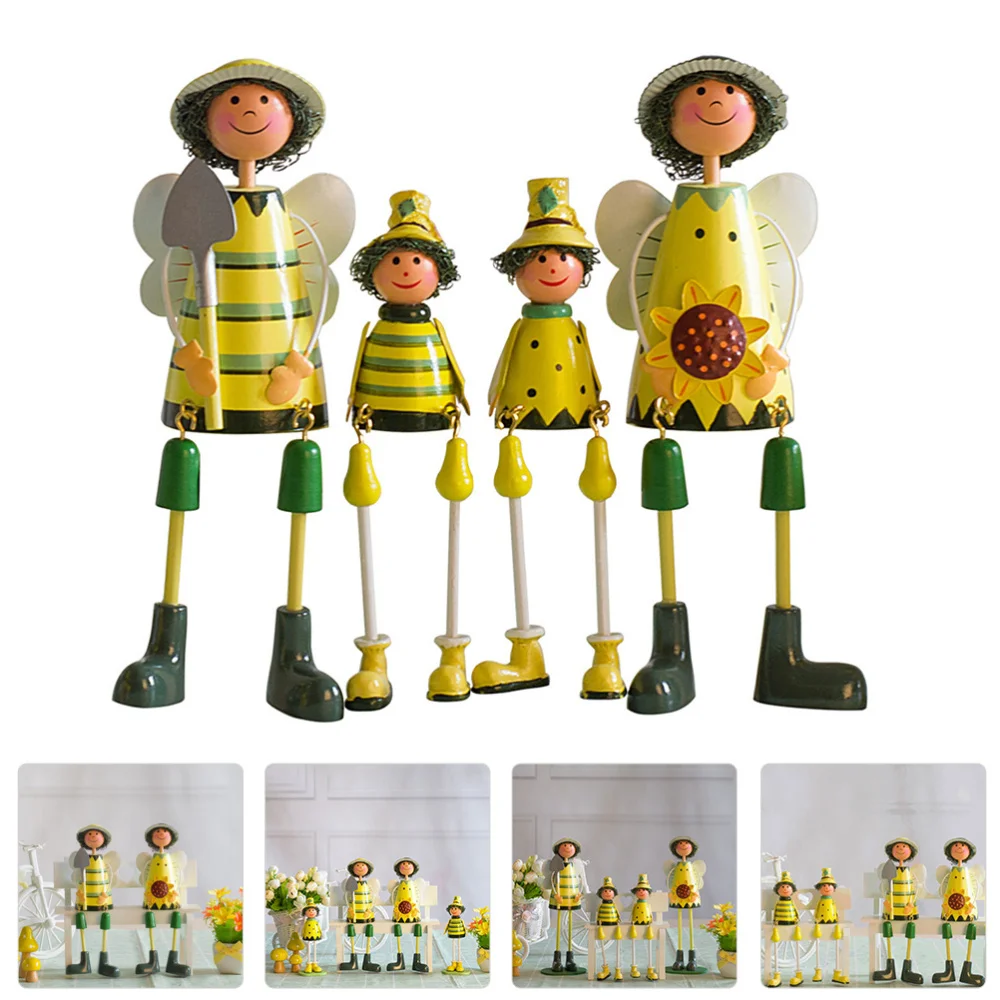 

4pcs American Country Style Wood Doll Sitting Doll Adornment for Home Shop