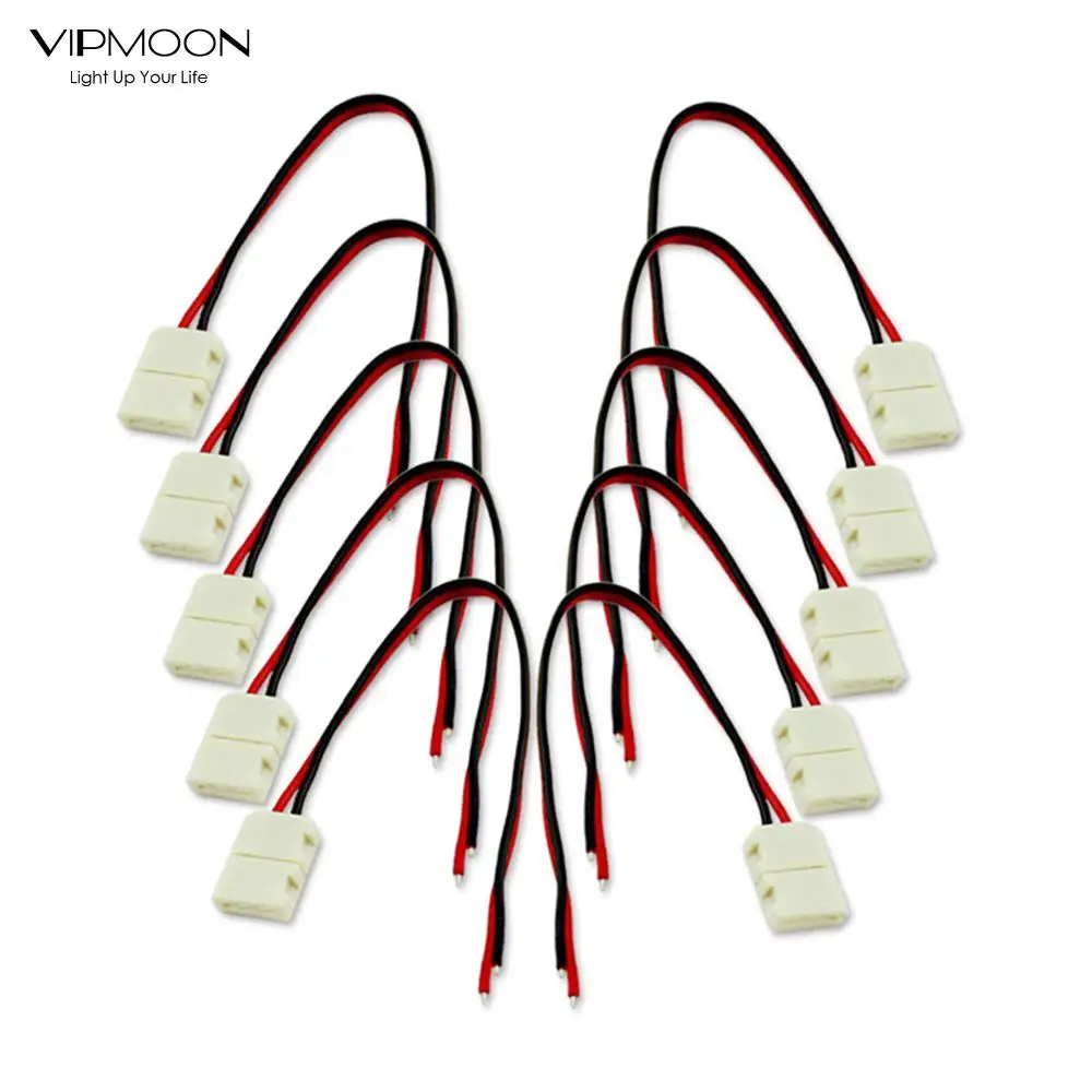 

8mm Wide PCB 5/10/20/50/100pcs 2 Pin Single Clip LED Connector Extension Cable Wire For 3528/2835 Single Color LED Strip Light