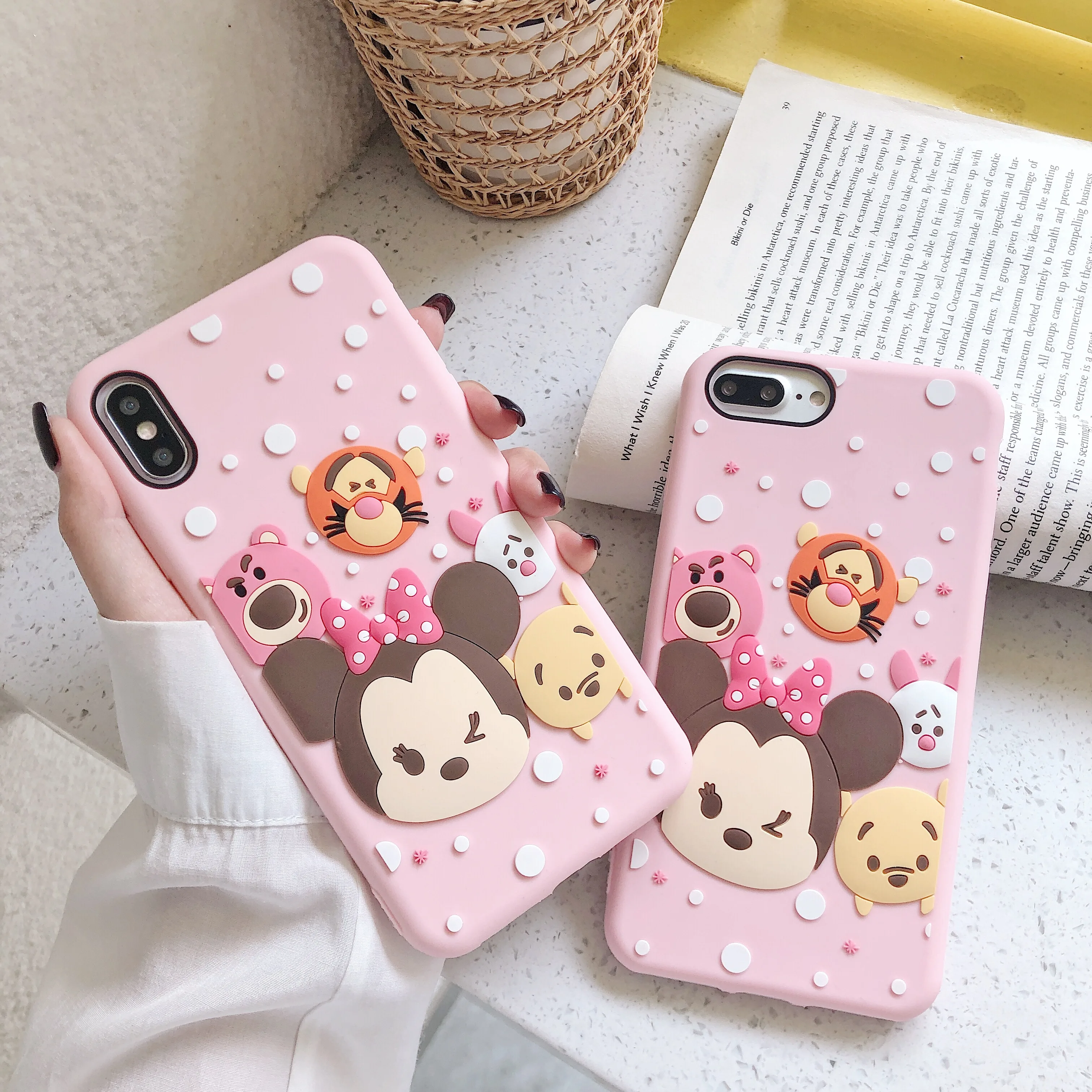 3D мультфильм Розовый Минни животные Телефон чехол для iphone X Xs Max XR 7 8 Plus 6 6s plus
