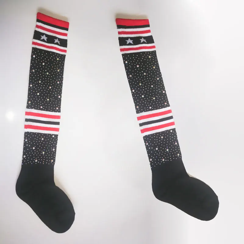 Пикантные женские Мягкие Вязаные гольфы со стразами высокие блестящие до бедра