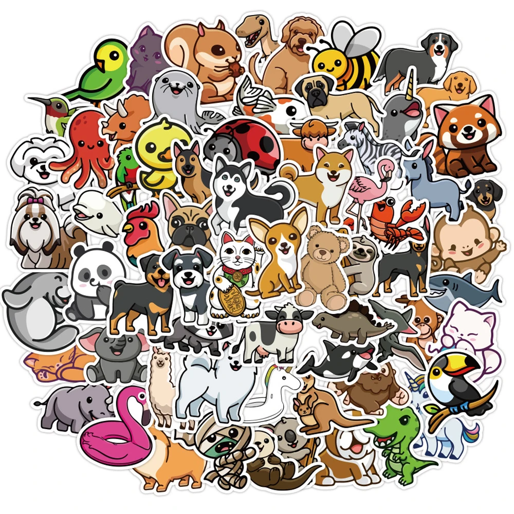 Pegatinas bonitas con dibujos de animales para motocicleta, equipaje de guitarra, monopat&iacute;n, calcoman&iacute;as de juguetes para ni&ntilde;os, regalo, 10/30/50/100 Uds.-2
