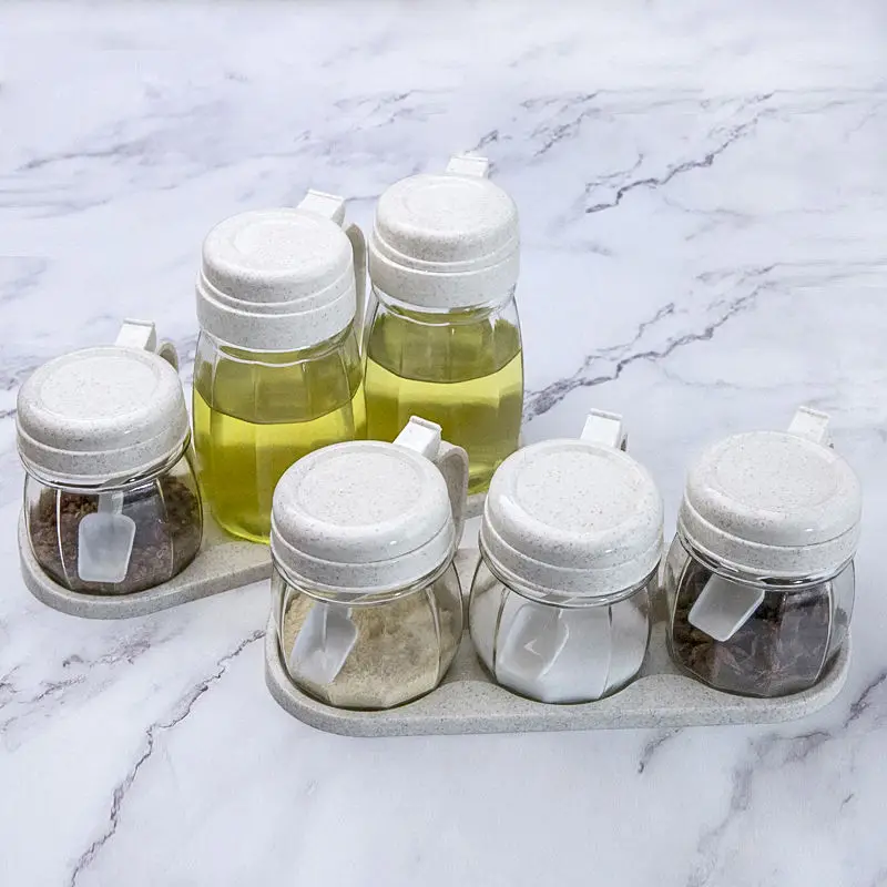 Стеклянная кухонная коробка для приправ горшок масла банка бутылка соевого