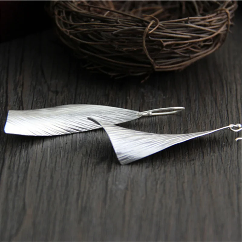 Женские серьги-треугольники ручной работы из чистого серебра 925 пробы с