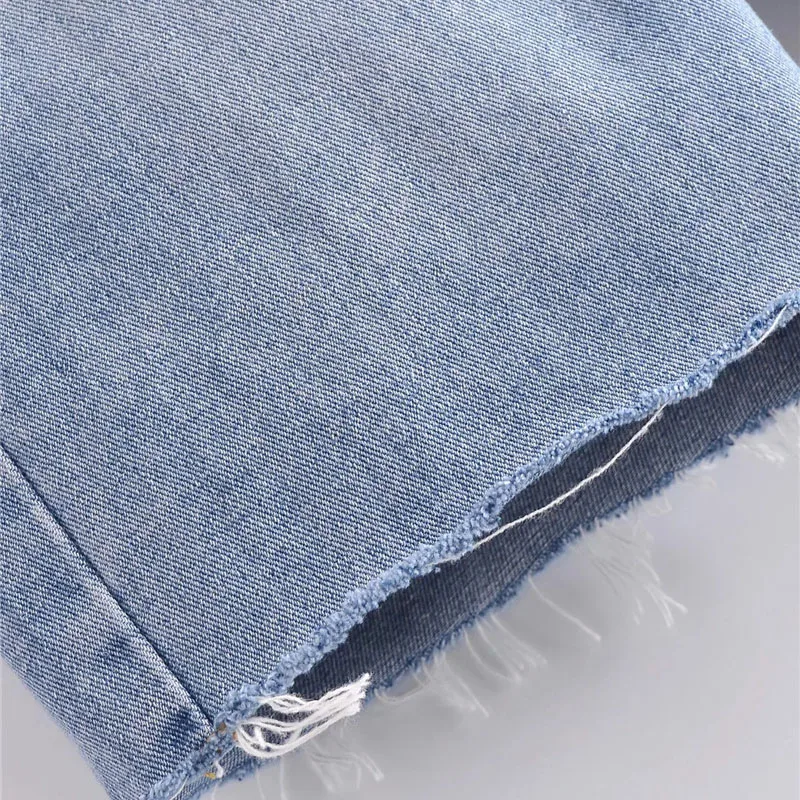 

Women Chic Fashion Ribbed Tassel Denim Bermuda Shorts Vintage Mid-Rise Button-Fly Female Short Jeans Mujer