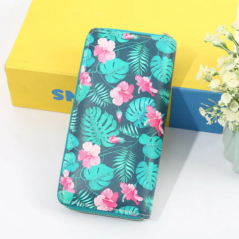 KANDRA Летний Новый женский цветочный принт модный длинный ладонь кошелек дорожный