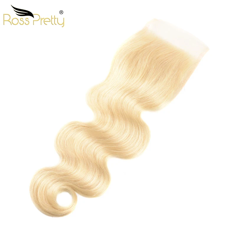 Ross Pretty Hair 5x5 Top Lace Closure Blonde 613 10inch - 18inch Remy Human Peruvian Body Wave Swiss With Baby | Шиньоны и парики