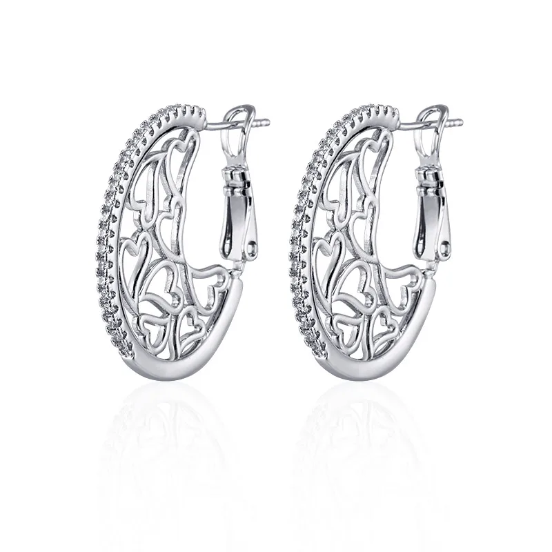 silver MAIKALE, новинка, модные серьги-гвоздики в форме сердца с кубическим цирконием, позолоченные, серебристые, круглые серьги для женщин, аксессуары, подарок - Окраска металла: silver