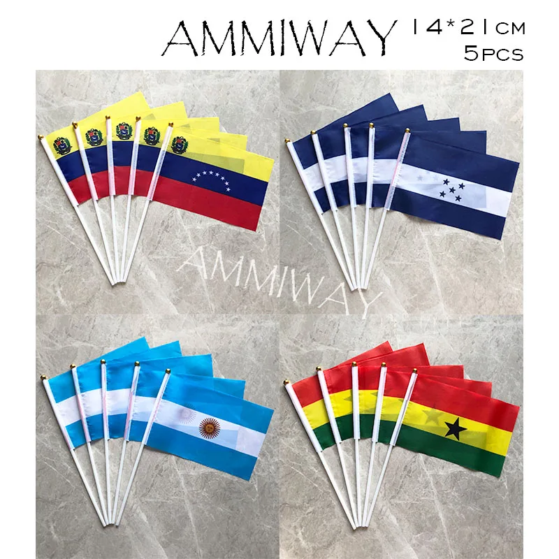 AMMIWAY 14x21 см 5 шт. Гана Аргентина маленький национальный флаг с полюсом Гондурас