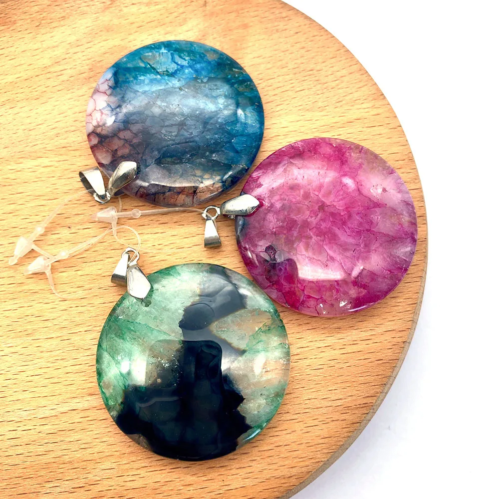 

2pcs Natural Semi-precious Stone Agate Pendants 11 Colors for Choice DIY for Making Necklace Accessions 37mm Size Colorful Agate