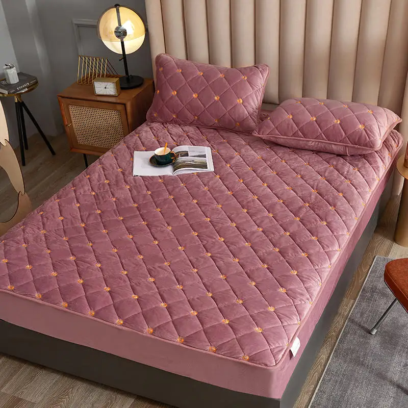 Натяжная простыня для кровати Теплый Бархатный Чехол защита от пыли с изящной