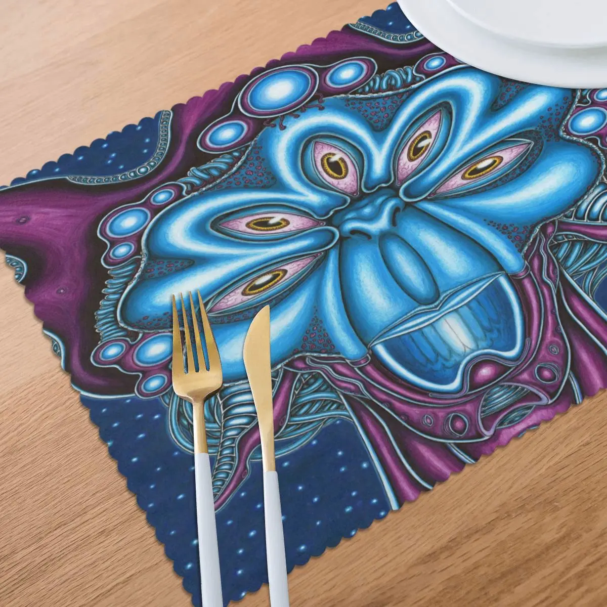 

Placemat for dining table Abstract Skull Heat-resistant Kitchen Dining 6 PCS Accessories