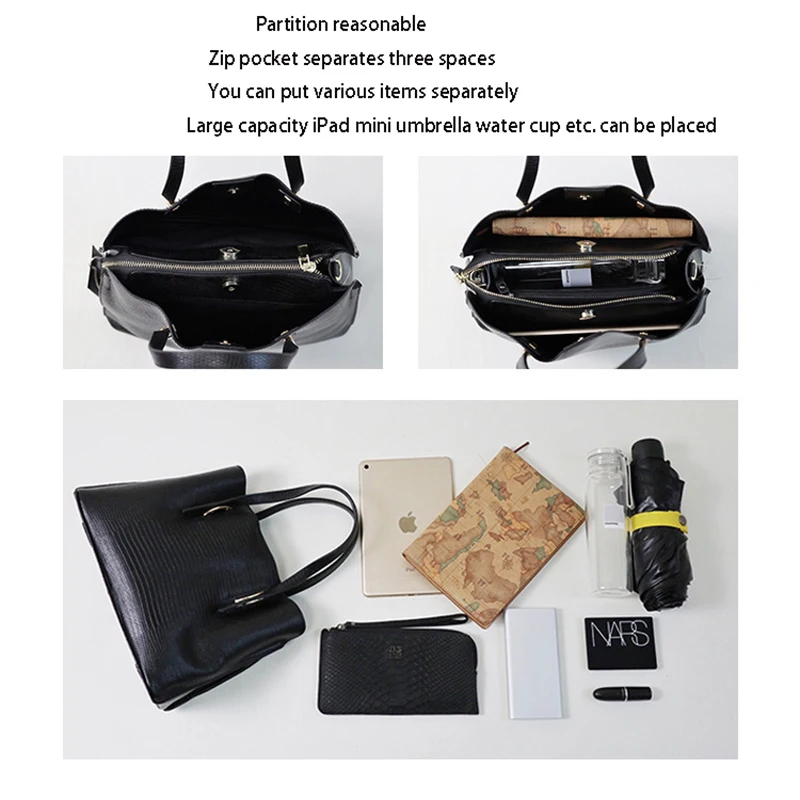 

High-quality cowhide lizard pattern commuter bag shoulder bag messenger bag large-capacity handbag fashion small square bag