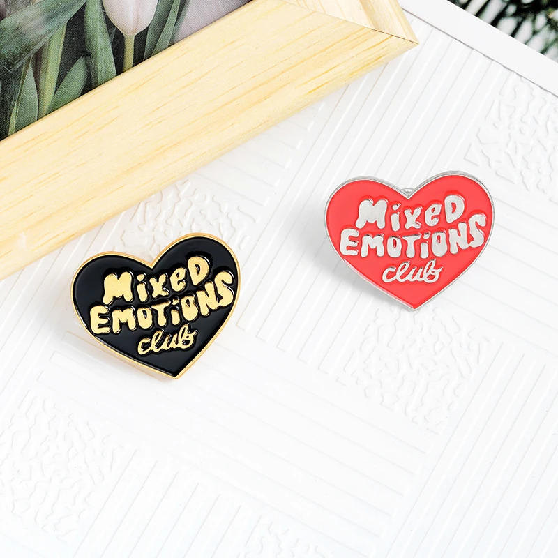 Эмалированная булавка для клуба смешанных эмоций в форме черного красного