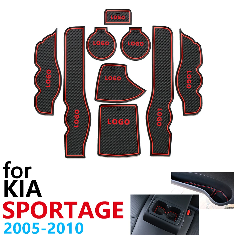 Противоскользящая резиновая подушка для чашки коврик с пазами двери KIA Sportage JE KM MK2