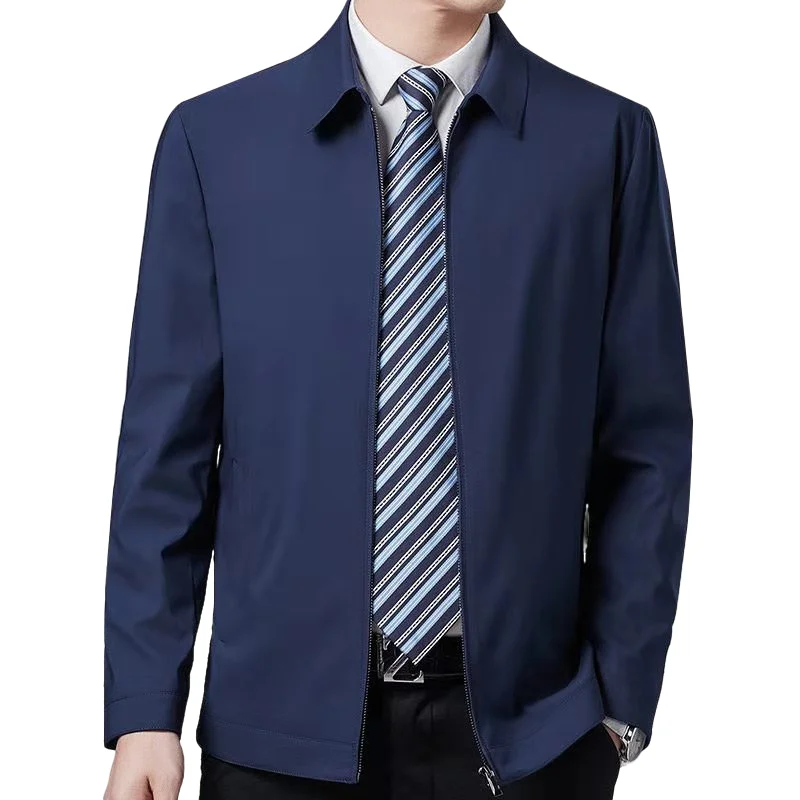

2021 Men Spring Autumn Jacket Smart Casual Outwear Zipper Turn-down Collar Menswear Size M L XL 2XL 3XL