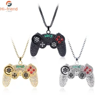 3 colors creative hip hop necklace game console controller crystal pendant necklace for women men punk street style accessories