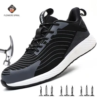safety shoes anti smashing anti stab breathable deodorant soft soled anti smashing shoes lightweight flying woven safety shoes
