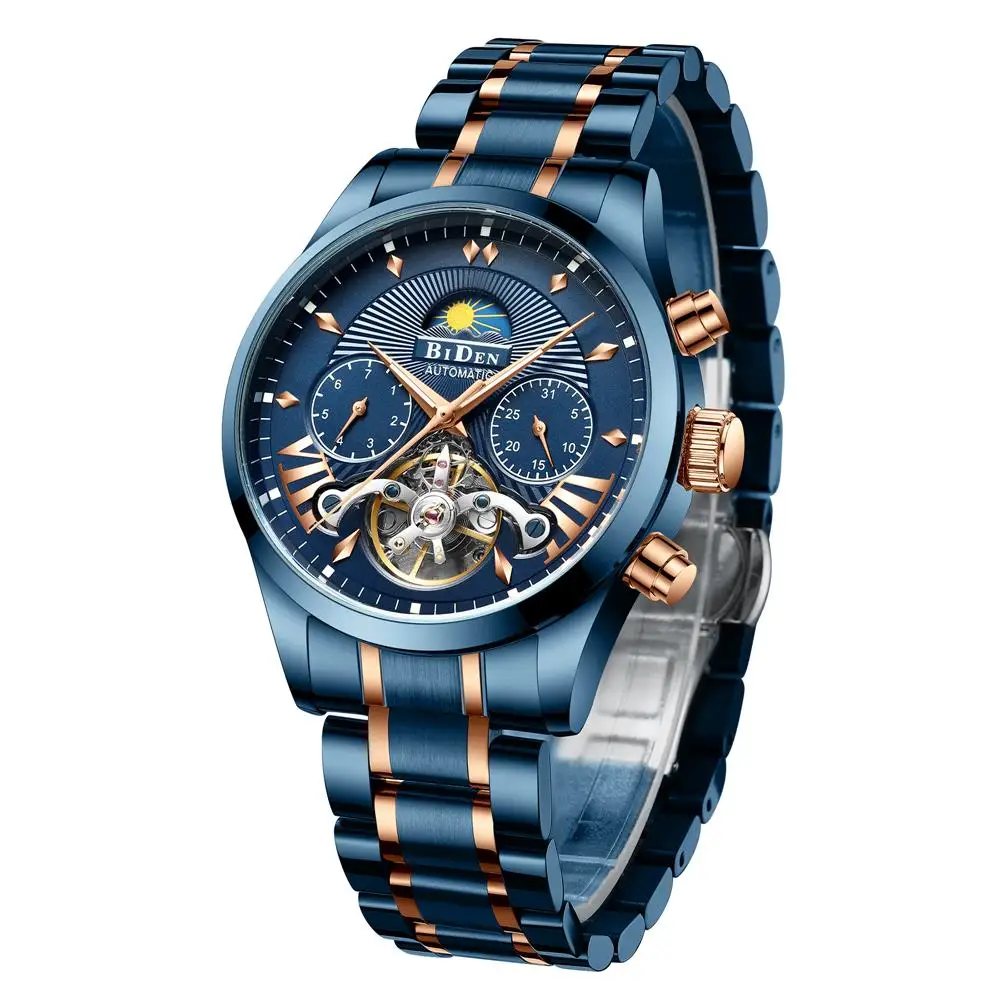 

Men's Tourbillon Mechanical Watch Fashion Business Waterproof Analog Date Luminous Dial Automatic Winding Multifunction Watch