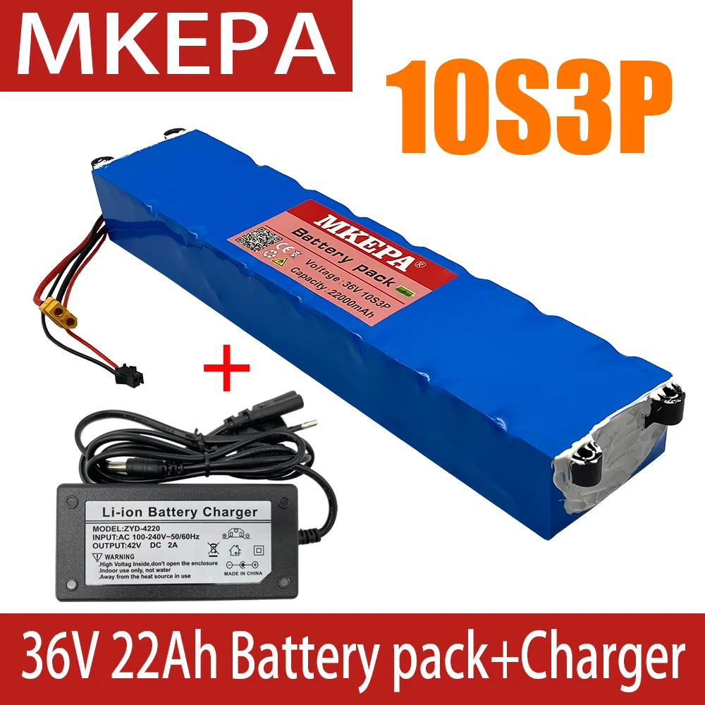 

Batterie lithium 18650, 36V,22ah, 22000mah,10S3P, 250/500W,avec BMS integre, port identique, pour Scooter electrique M365, 42V
