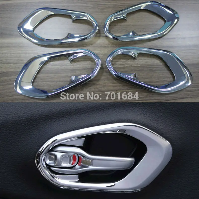 

New 4 Pieces ABS Plasctic Plating Interior Door Handle Cup Bowl Trim Rim Kit Set For Jeep Cherokee 2013 2014 2015 2016 [QPA403]