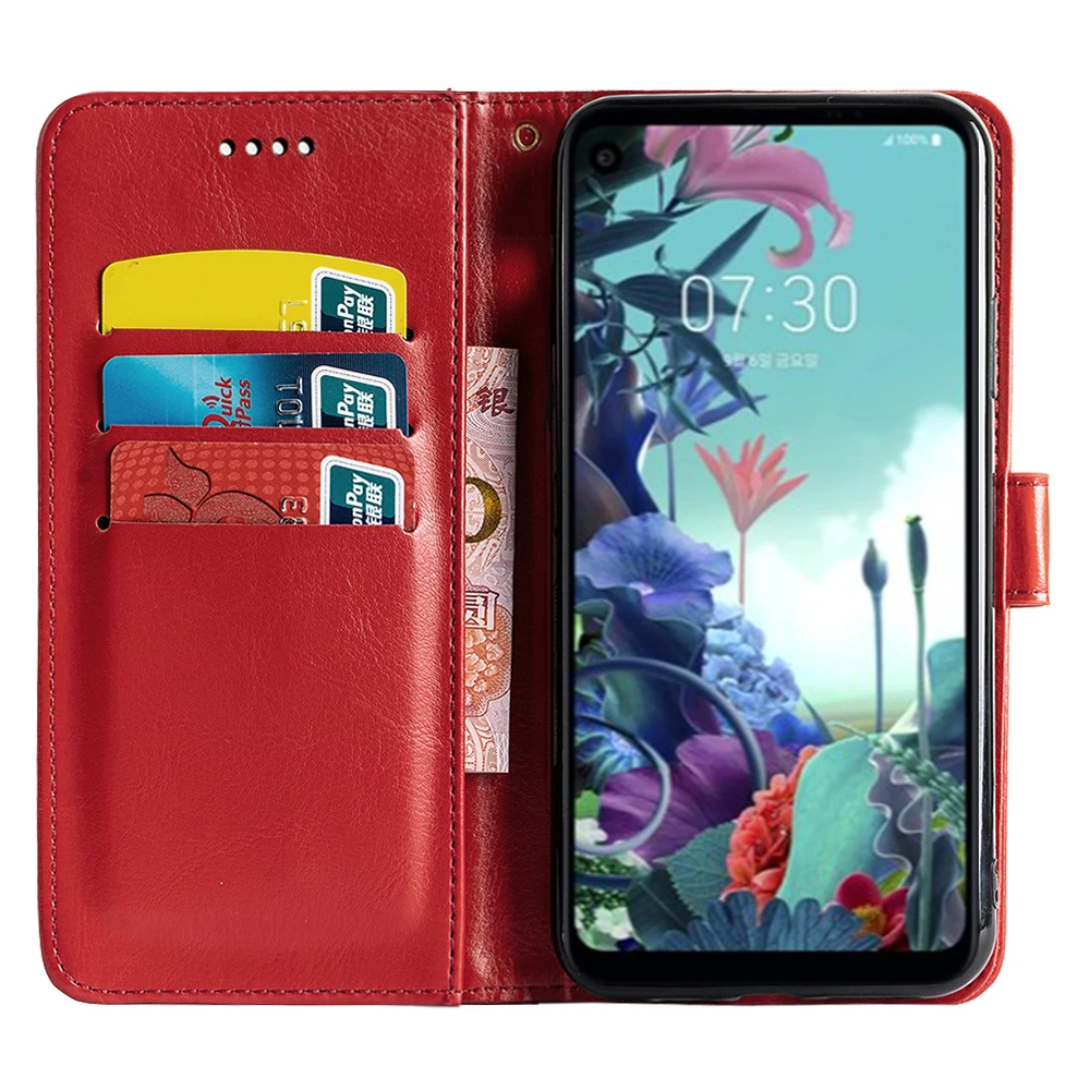 

ROEMI For LG Q70 Three Colors Anti-Fall Scratch-Resistant Plain Leather Case Multi-Function Wallet Flip Case