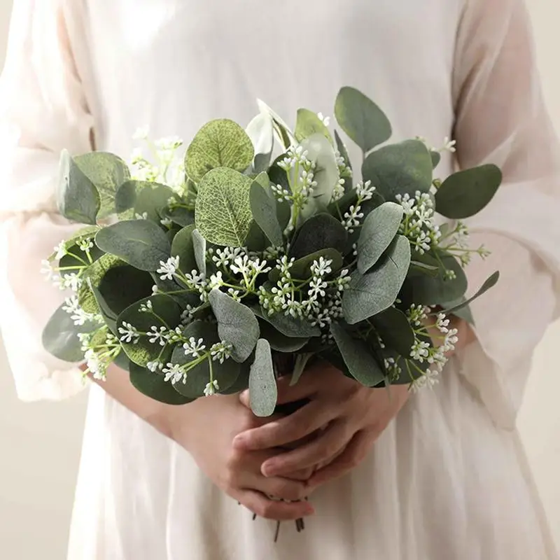 

1Pcs Artificial Eucalyptus Leaves Stems Eucalipto Branches Holiday Bouquets For Floral Greenery Wedding Artificial Plants D T2D9