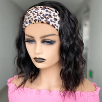 headband wig for black women natural wave bob human hair wig short headband bob wig 150 density no lace headband wig