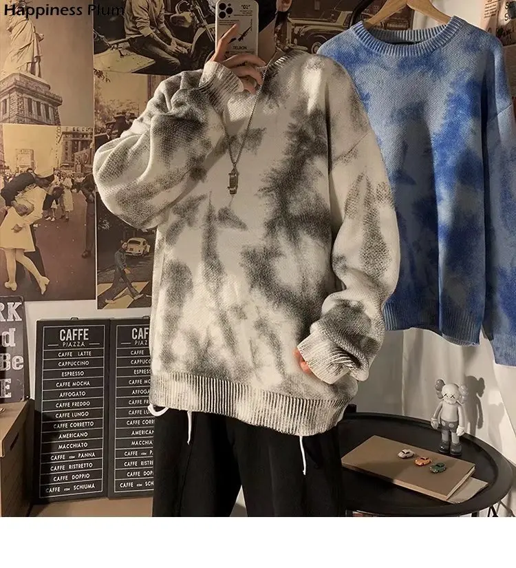 

Мужской осенне-зимний вязаный свитер в стиле Харадзюку