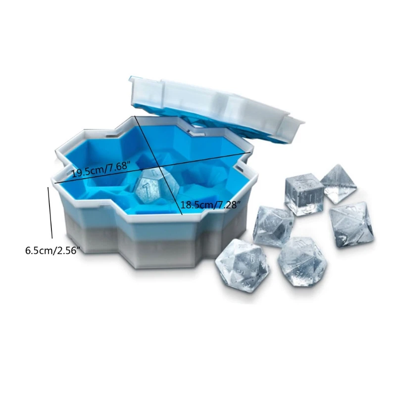 

7 Shape Dice Silicone Ice Tray Mold Game Dice Mini Ice Cube Trays with Lids Mold J78F