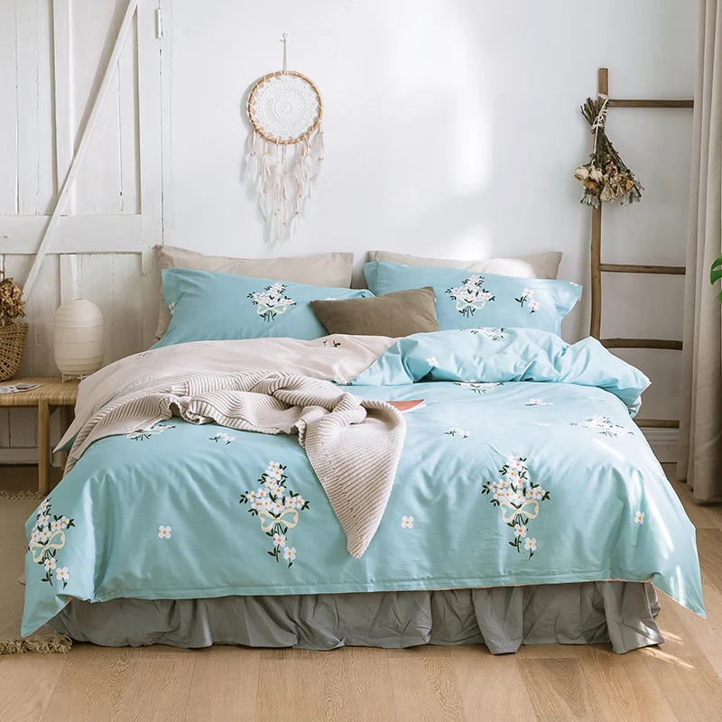 

Flowers Leaves Prined 100%Cotton Ultra Soft Bedding Set Kids Girls Twin Queen King size Duvet cover Fitted sheet/Bed Sheet set