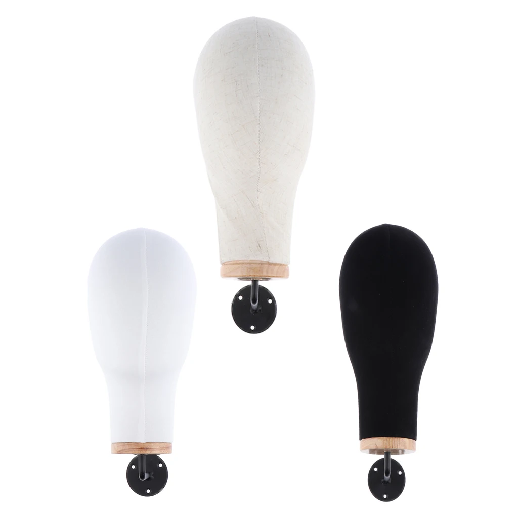 

Canvas Head Set for Wig Display, Making and Styling, Mannequin Head with Metal Support Wll Mounted Design