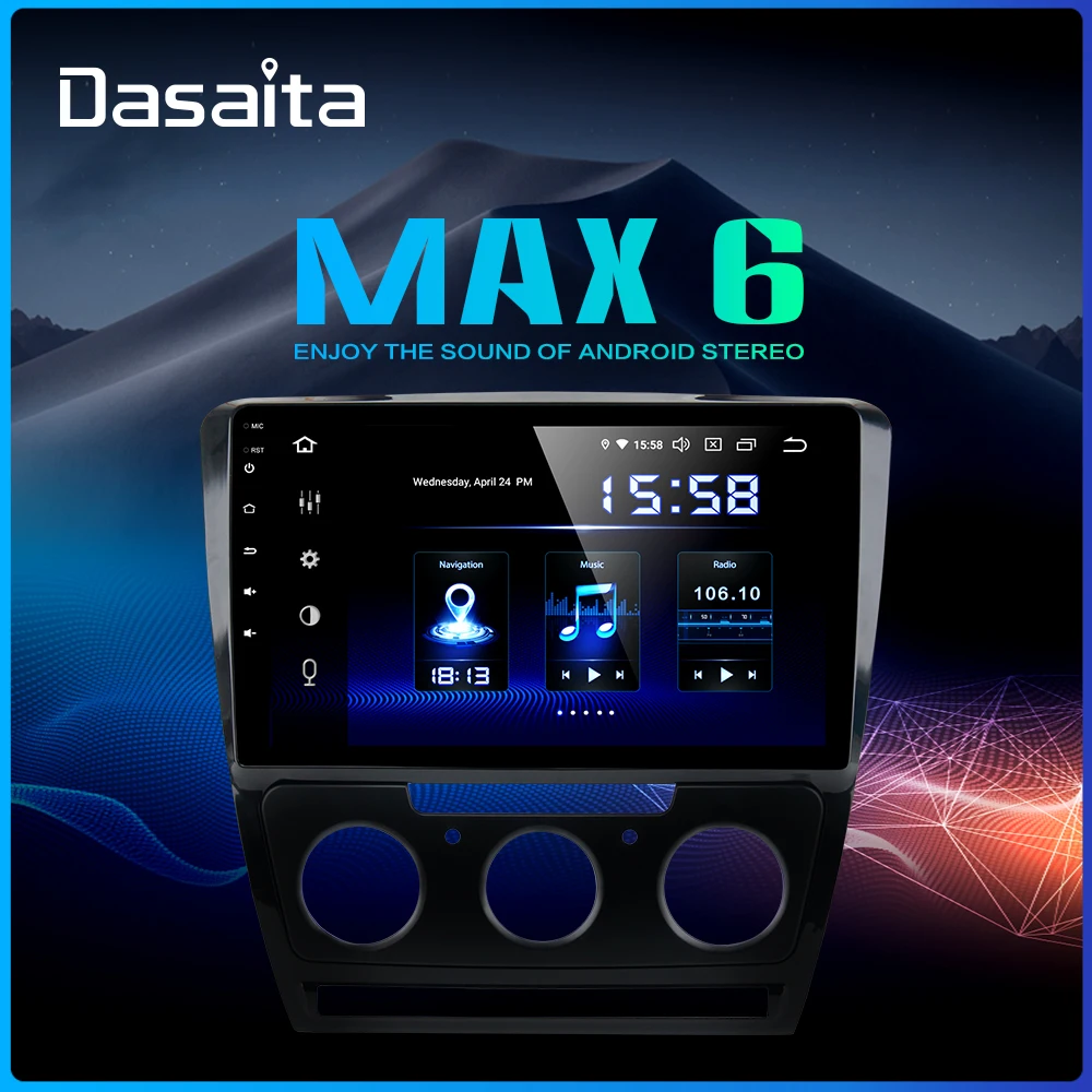 Автомагнитола Dasaita на Android 9 0 для Skoda Octavia 2007 2008 2009 2010 2011 2013 2014 MAX6 1080p видео 10 2 &quotIPS